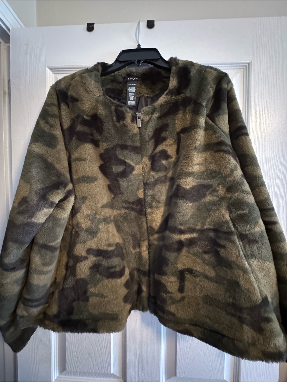 Avon Olive & Brown Camo Faux Fur Teddy Jacket